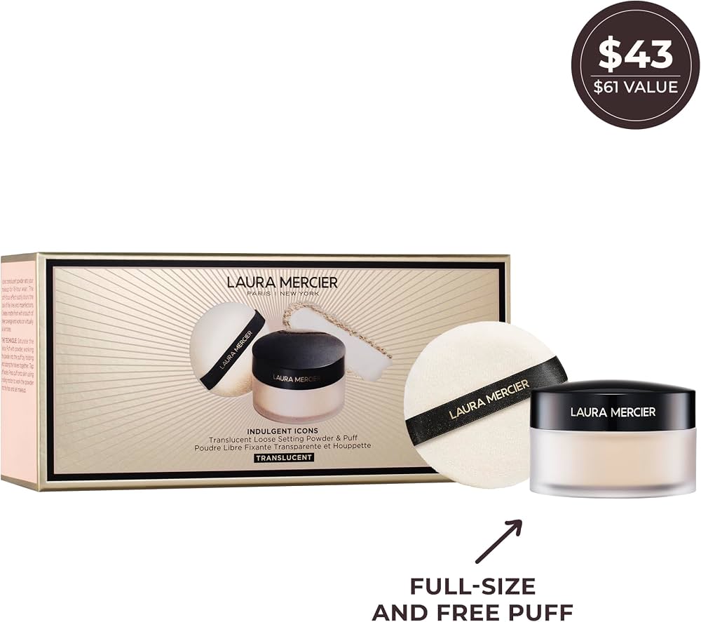 Laura Mercier Indulgent Icons Ultra-Blur Translucent Loose Setting Powder & Velour Puff Duo 50ml