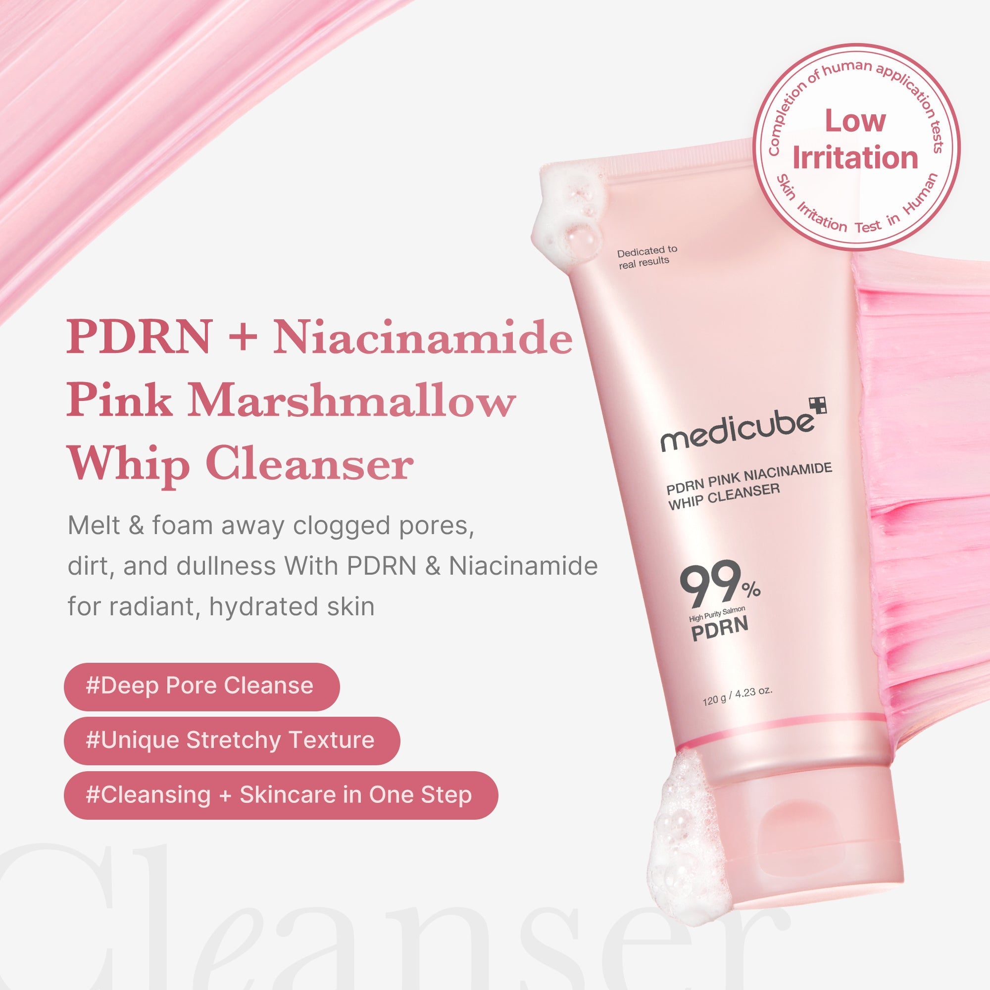 Medicube PDRN Pink Niacinamide Whip Cleanser 120gm