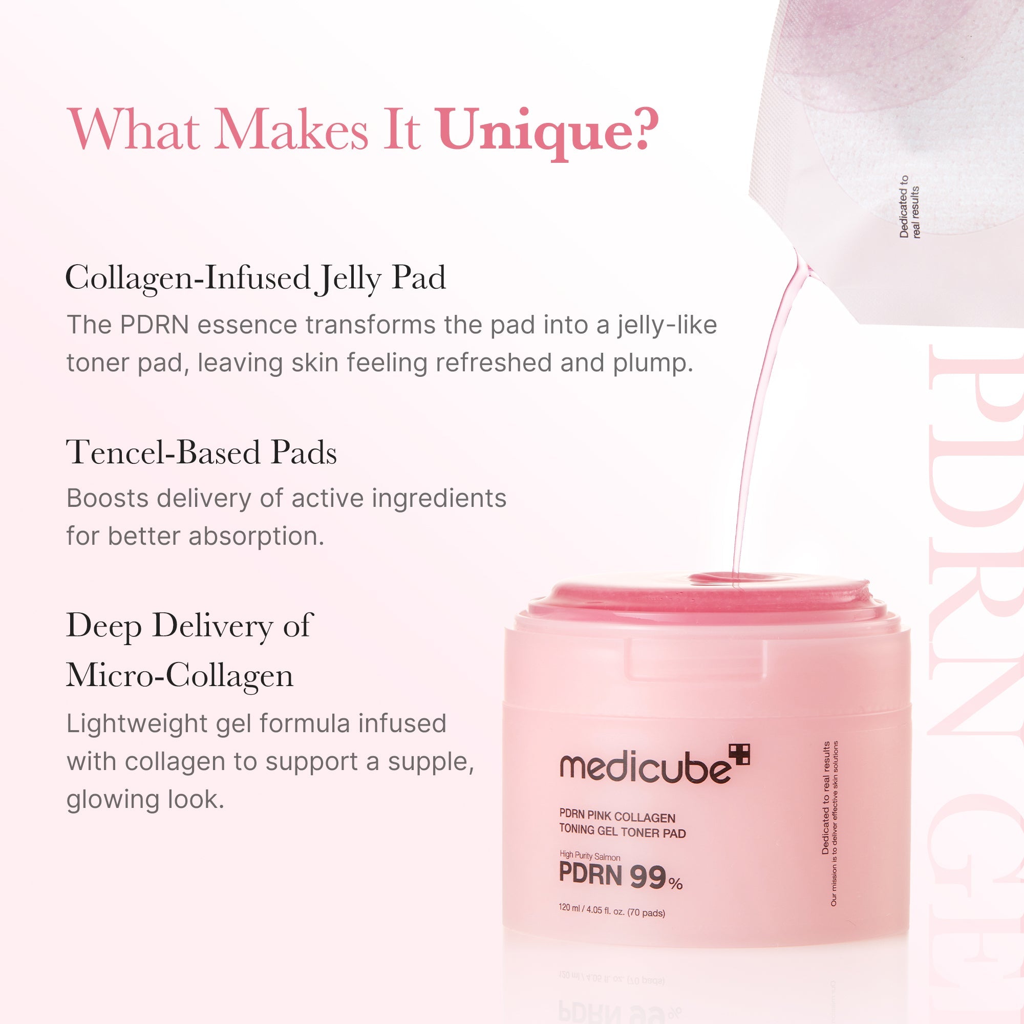 Medicube PDRN Pink Collagen Toning Gel Toner Pads 120 ml