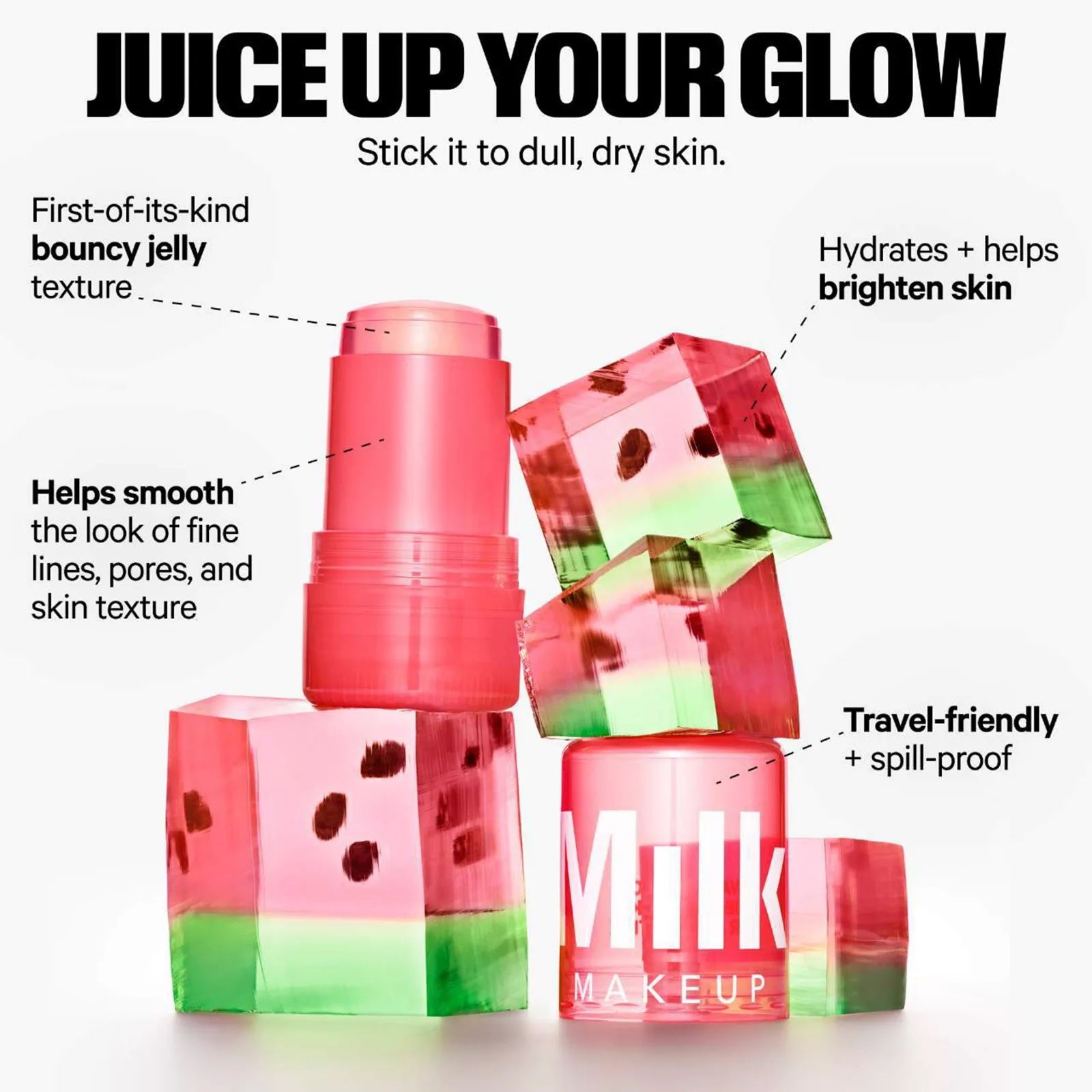MILK MAKEUP Watermelon Jelly Brightening Serum Stick with Peptides 13gm