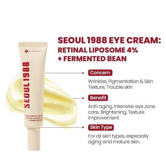 KSECRET SEOUL 1988 Eye Cream : Retinal Liposome 4% + Fermented Bean 30ml