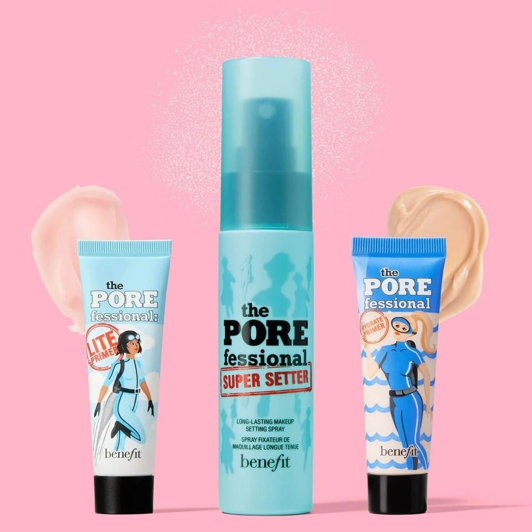 Benefit PORE MINIMIZER SQUAD (FACE PRIMER AND MAKEUP SETTING SPRAY TRIO SET)