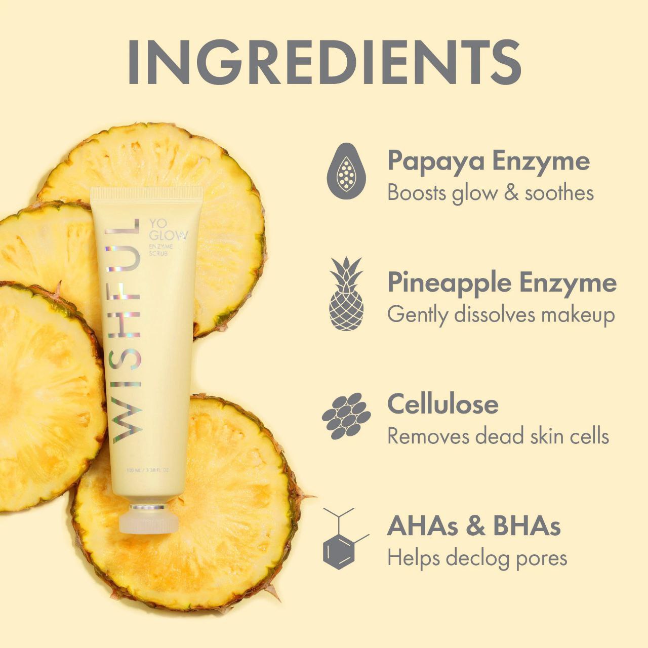 Wishful Mini Yo Glow AHA &amp; BHA Facial Enzyme Scrub 40 ML
